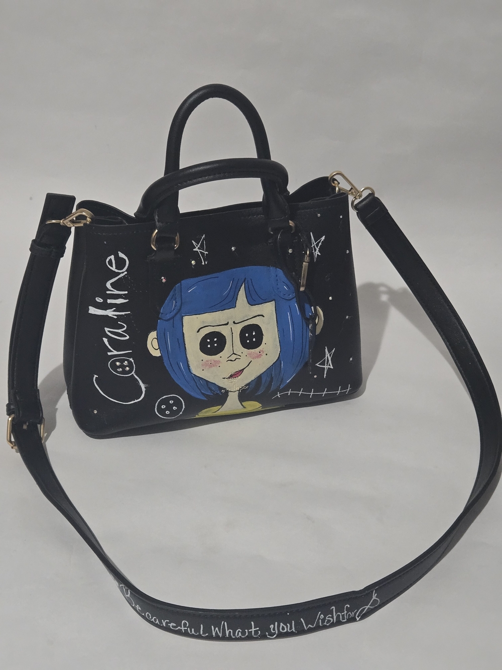 Black Hand-Painted Coraline Satchel